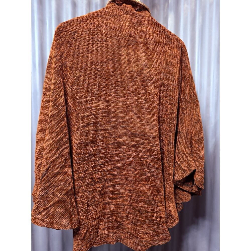 Lynn Yarrington VTG Handwoven Chenille Cape Jacket Rust Terracotta Art To Wear - Picture 11 of 12